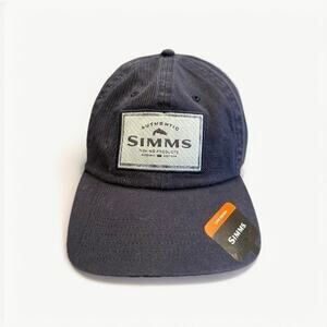 Simms Mens Navy Fishing Single Haul Cap Admiral Sterling Strapback Hat NWT New